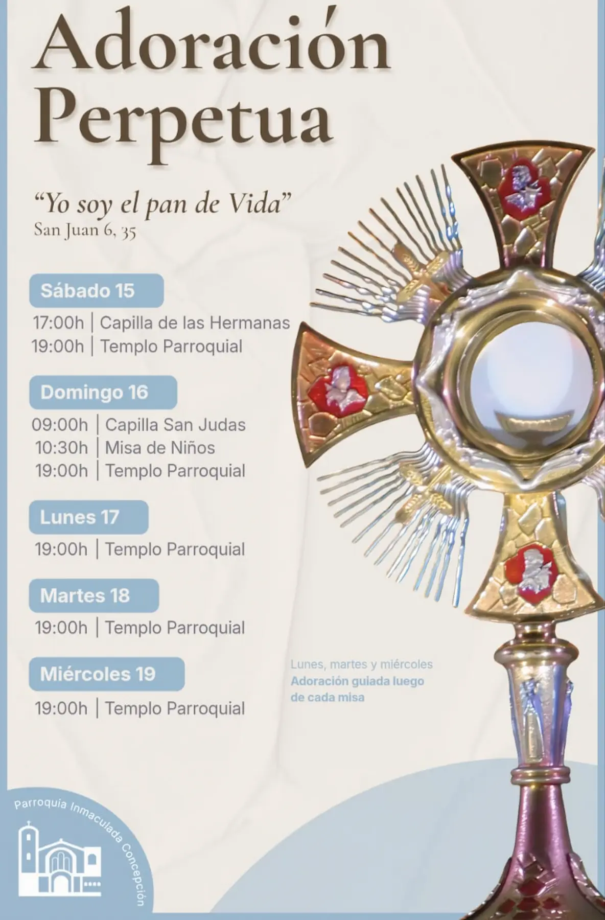 Del 15 al 19 de agosto Misi�n Eucar�stica de parroquia Inmaculada 